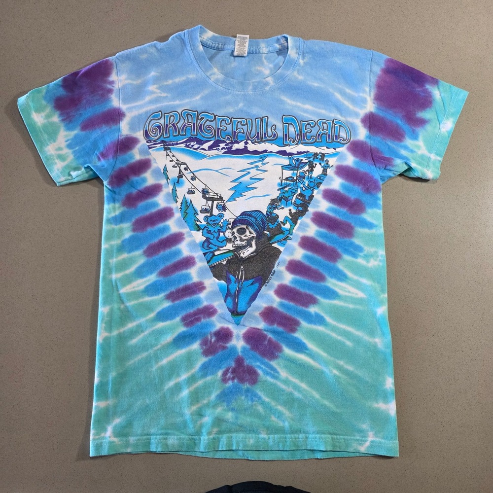 Grateful Dead Winter Tour Tie Dye T-Shirt Blue Purple Skiing Bears Small M&O